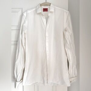 Hugo Boss extra Slim fit dress Shirt white Double cuffs concealed placket Men 15